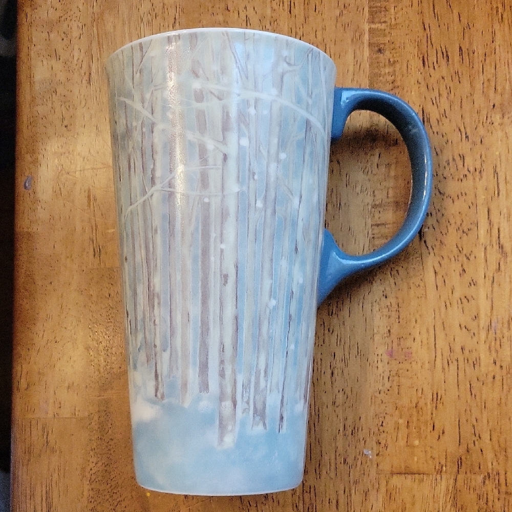 Cypress Home Blue Handle Winter Forest Tall Mug